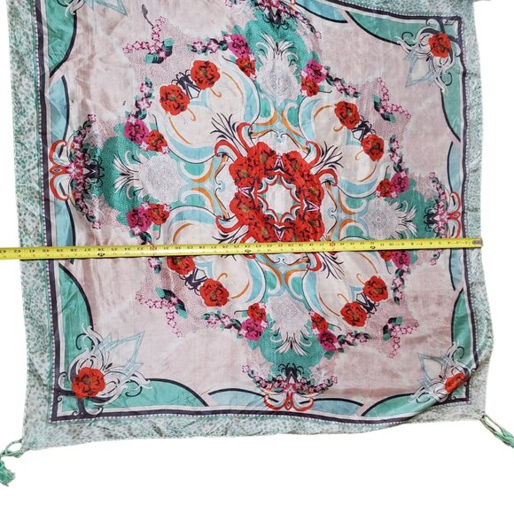 Johnny Was Beautiful Floral Tassel Square Scarf - Picture 8 of 11